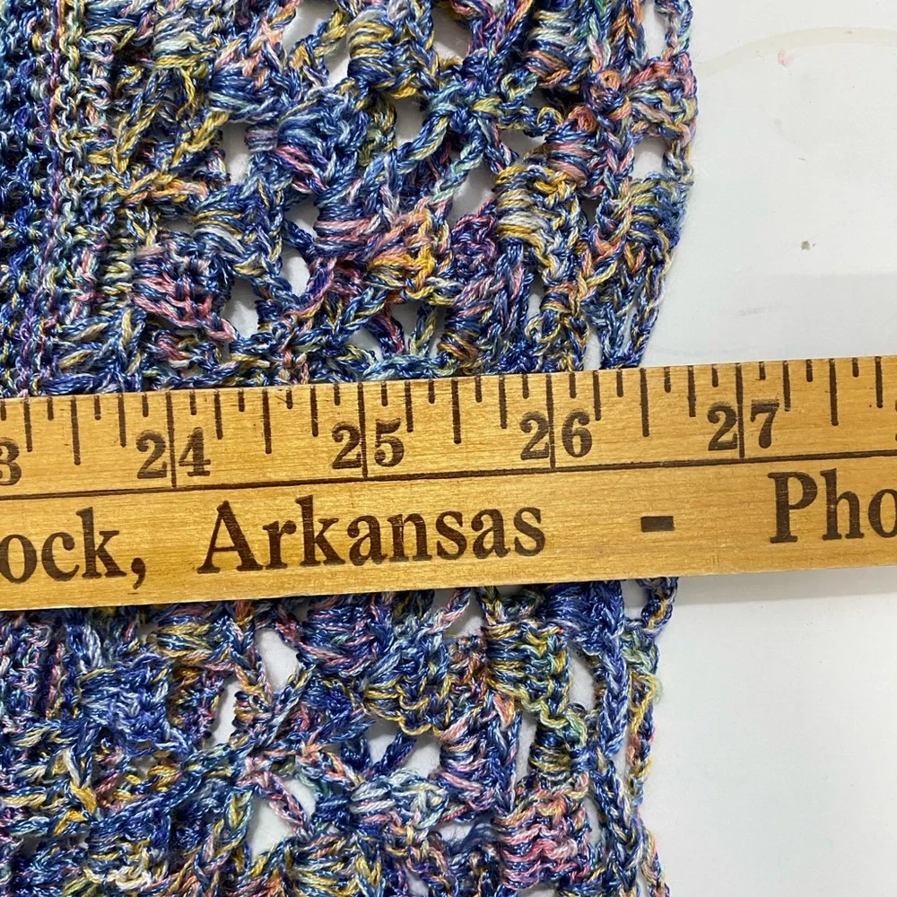 Democracy Colorful Open Knit Sweater Size L Crochet Boho Summer Vibes‎ Festival